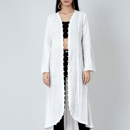 Grey Embellished Coat Dress