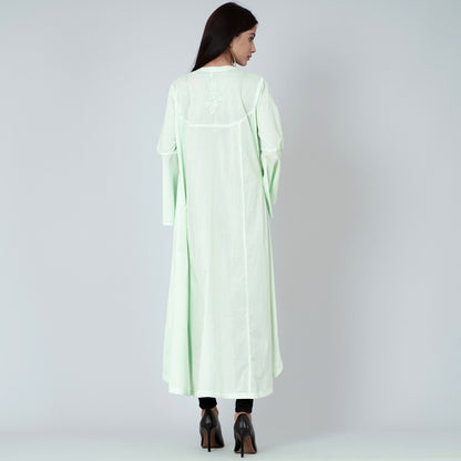 Pastel Green Embellished Coat Dress