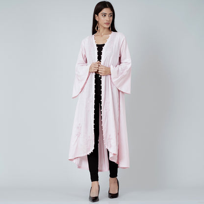 Pastel Pink Embellished Coat Dress