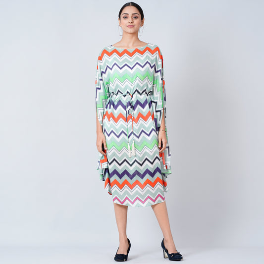 Blue and Orange Chevron Long Dress