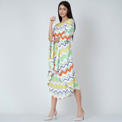 Orange and Yellow Chevron Long Dress