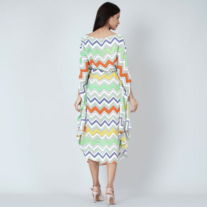 Orange and Yellow Chevron Long Dress