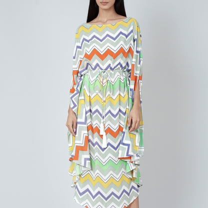 Orange and Yellow Chevron Long Dress