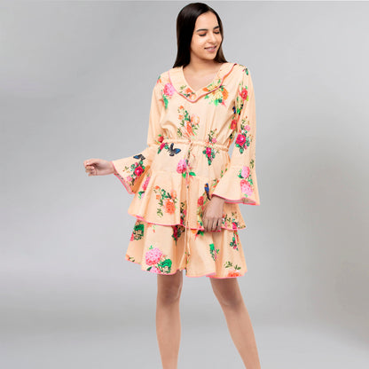 Yellow Floral Frill Dress