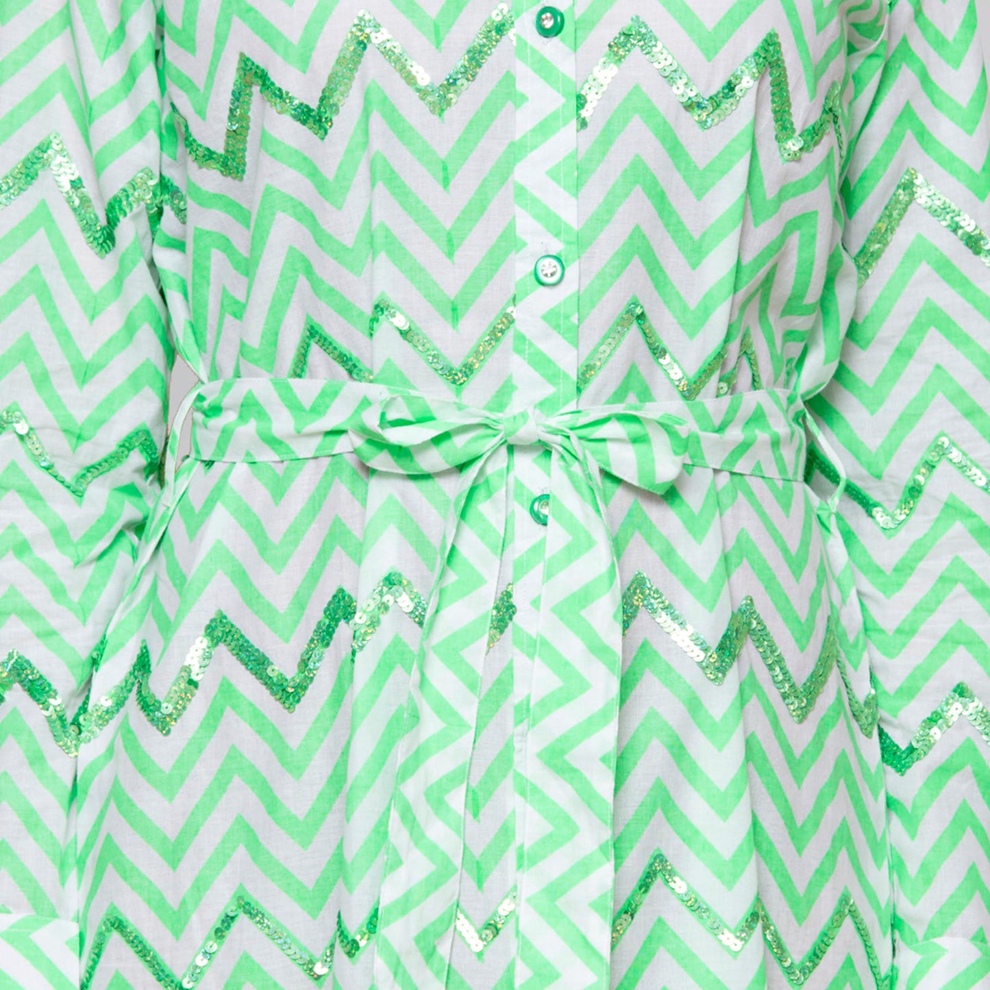 Neon Green Zig-Zag Shirt Dress