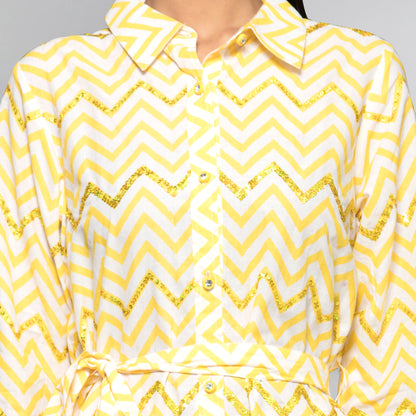 Yellow Zig-Zag Shirt Dress