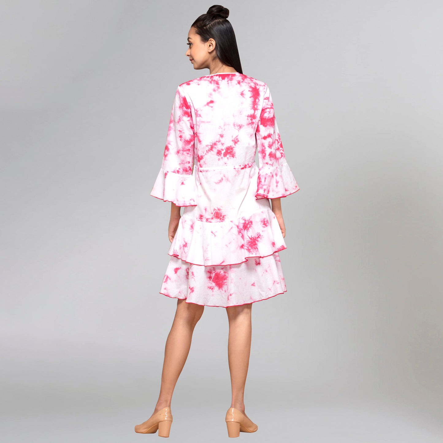 Light Pink Tie-Dye Frill Dress