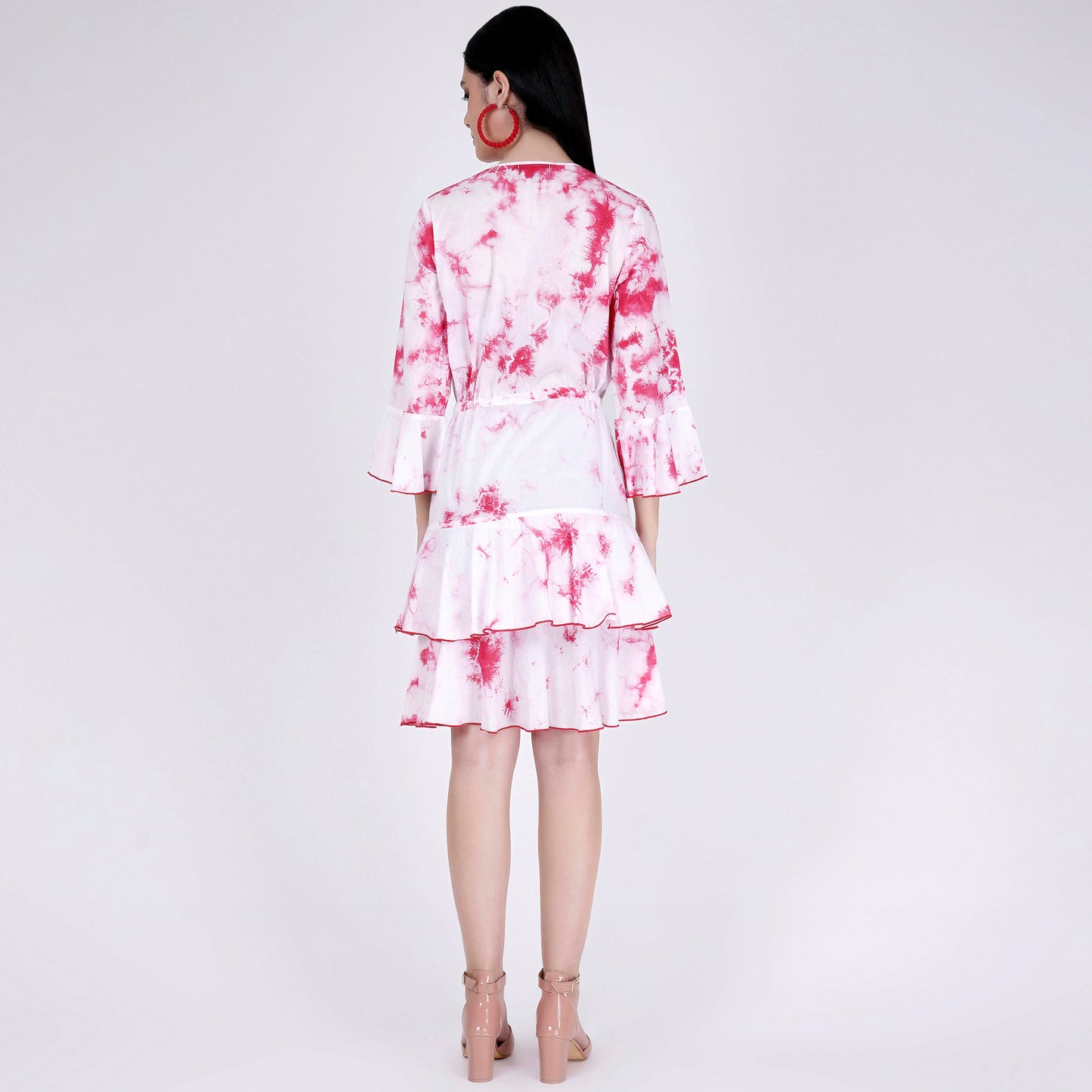 Pink Tie-Dye Frill Dress
