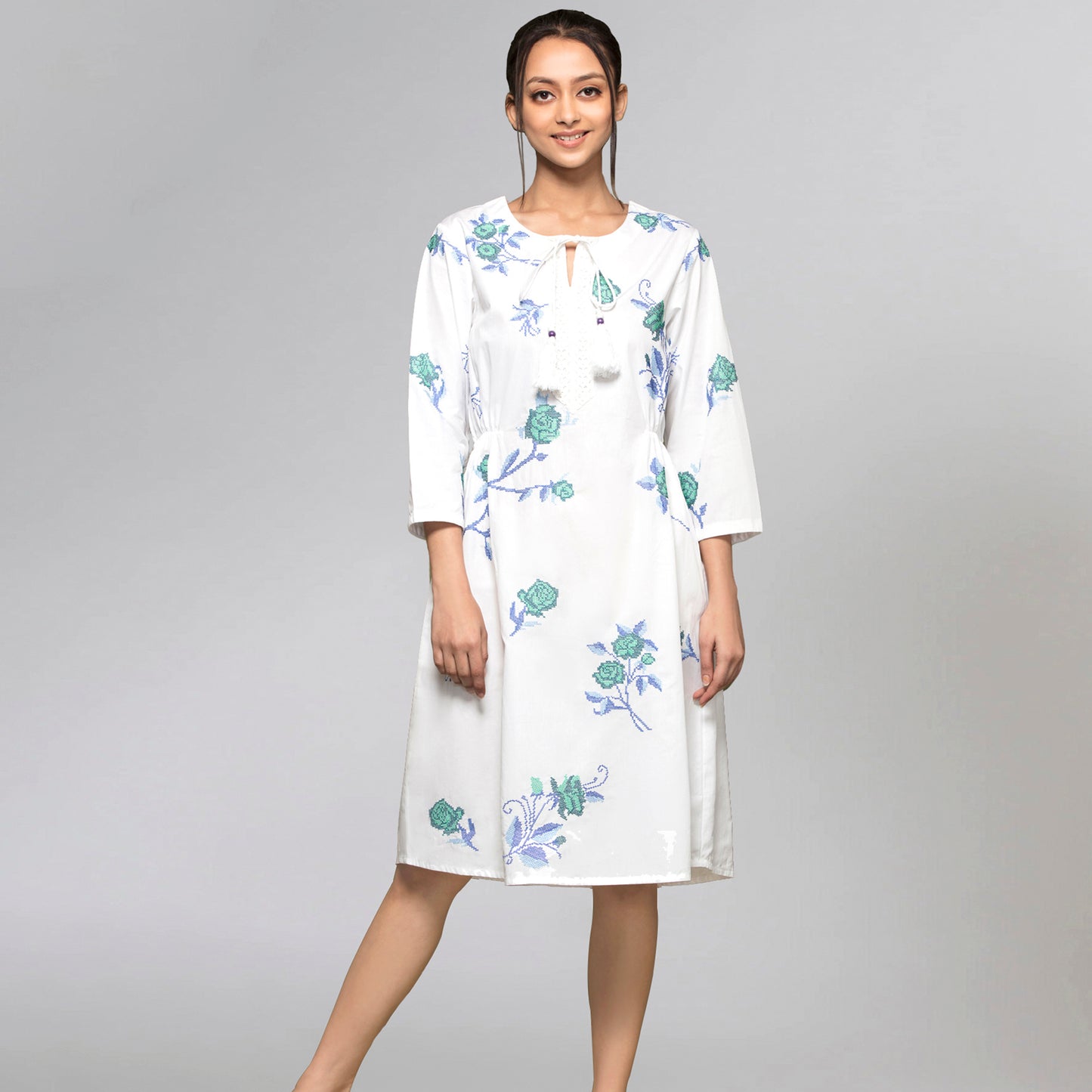 Green Cross Stitch Dress