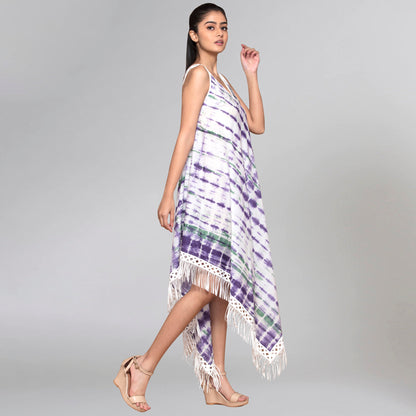 Purple and Green Tie-Dye Handkerchief Dress