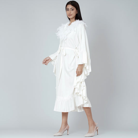 White Ruffle Long Dress