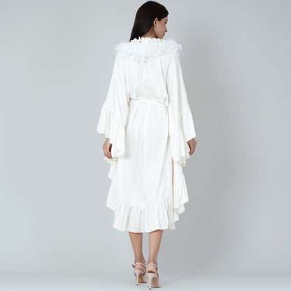 White Ruffle Long Dress