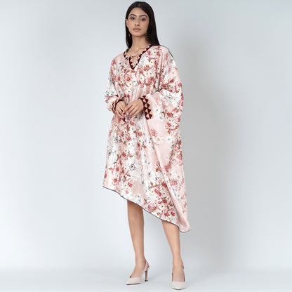 Pink One Sleeve Floral Print Dress