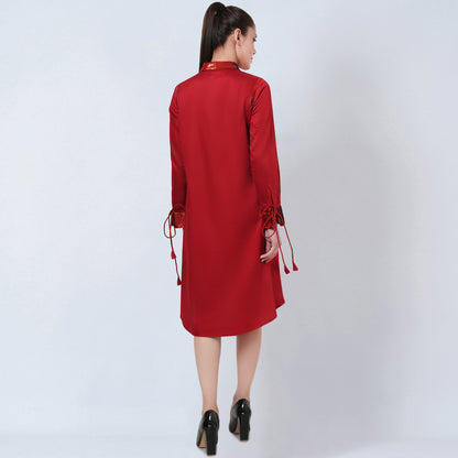 Red Sequinned Shirt Dress