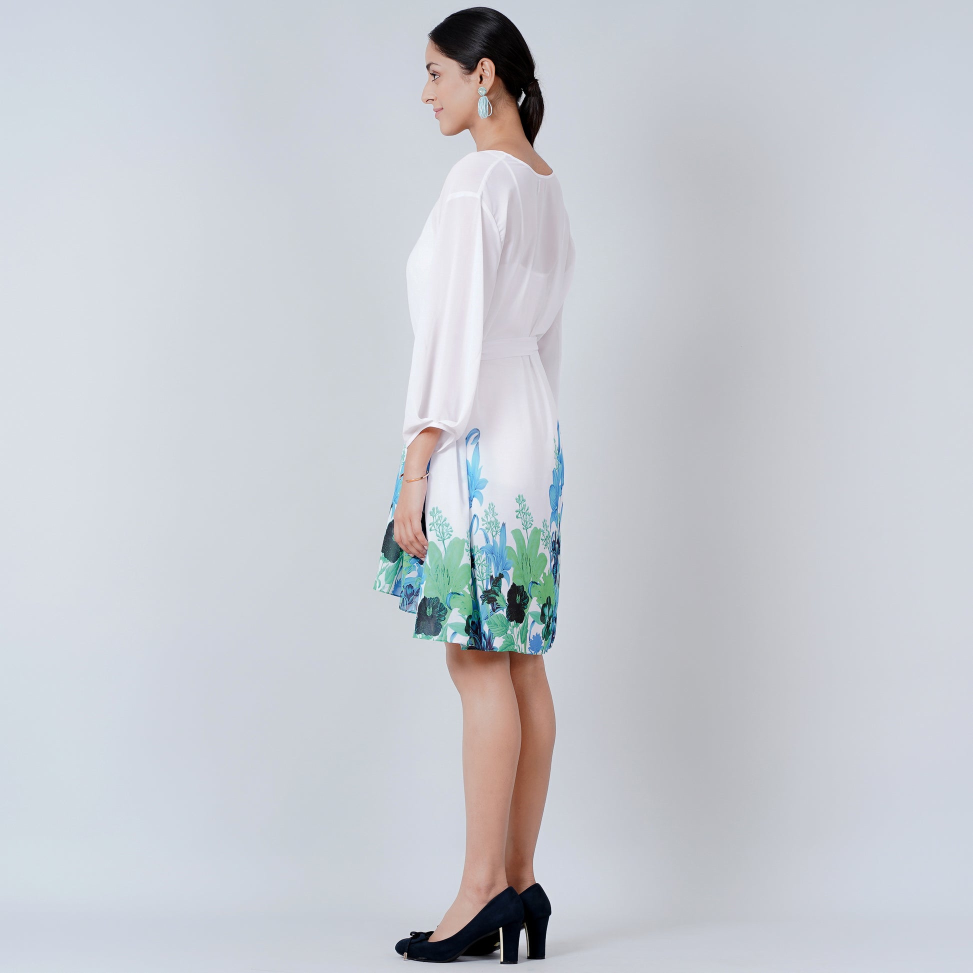 Blue and Neon Green Floral Dress | First Resort by Ramola Bachchan Blue and Neon Green Floral Dress | First Resort by Ramola Bachchan