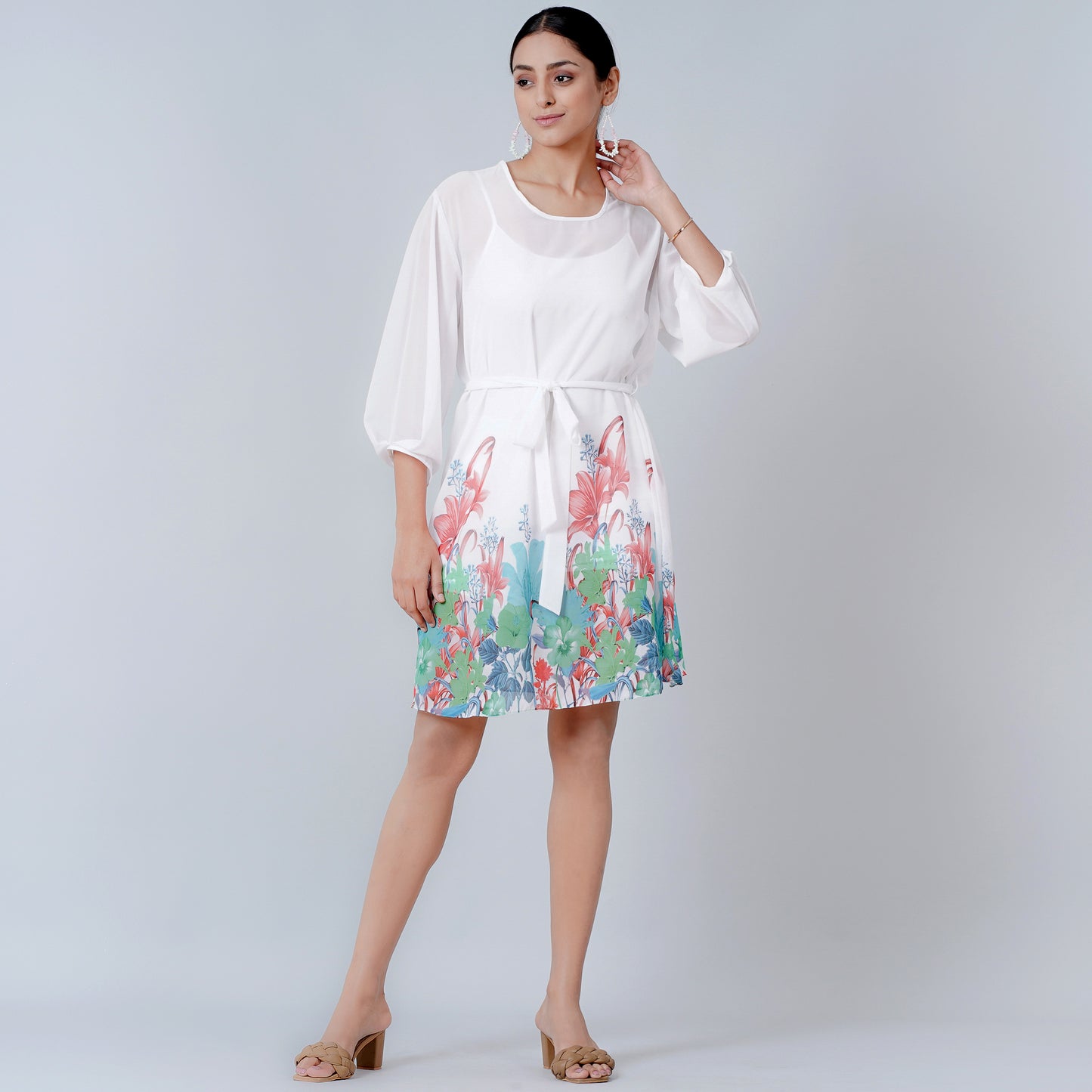Redwood and Green Floral Dress