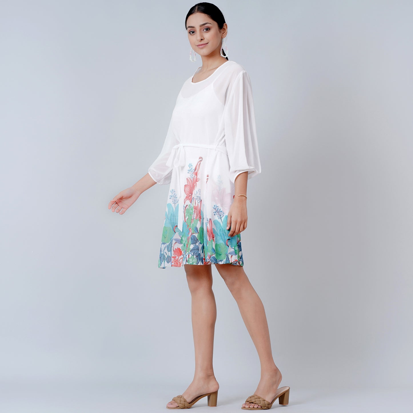 Redwood and Green Floral Dress