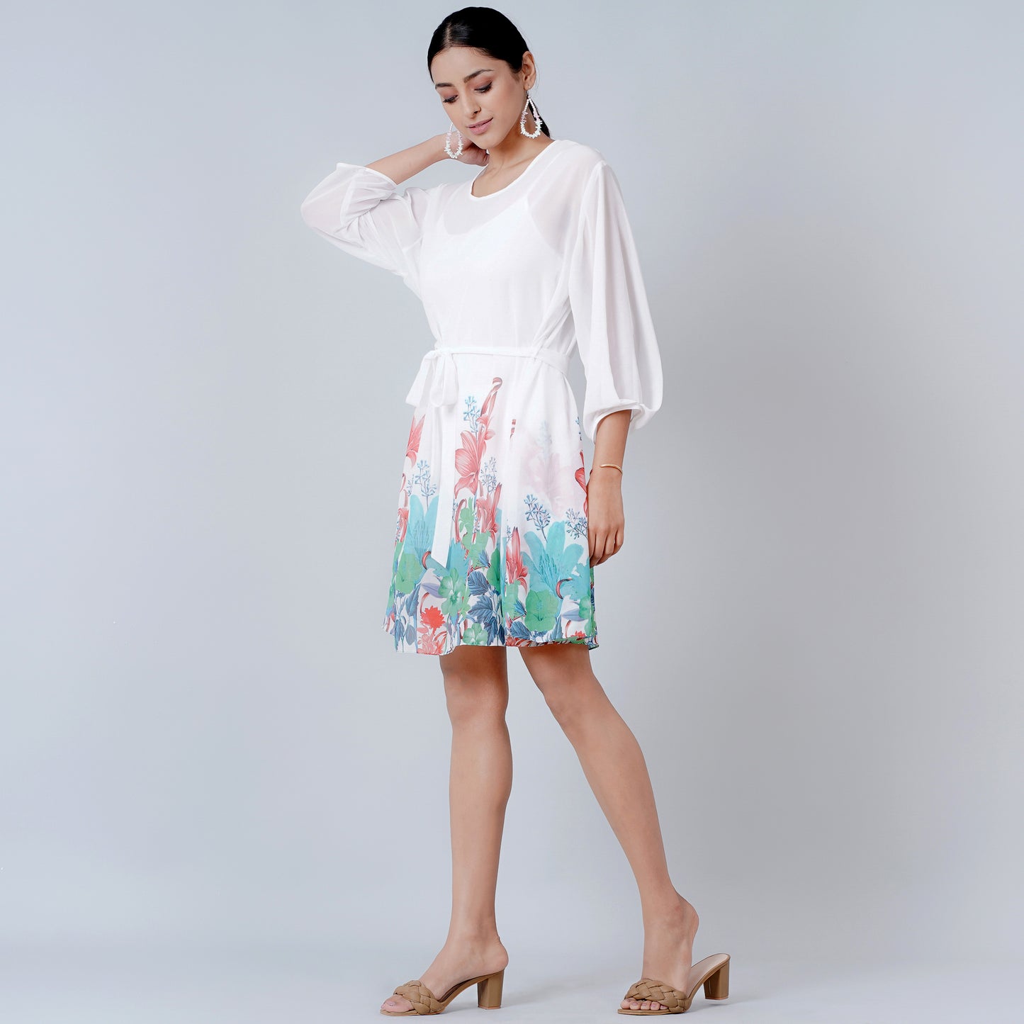 Redwood and Green Floral Dress