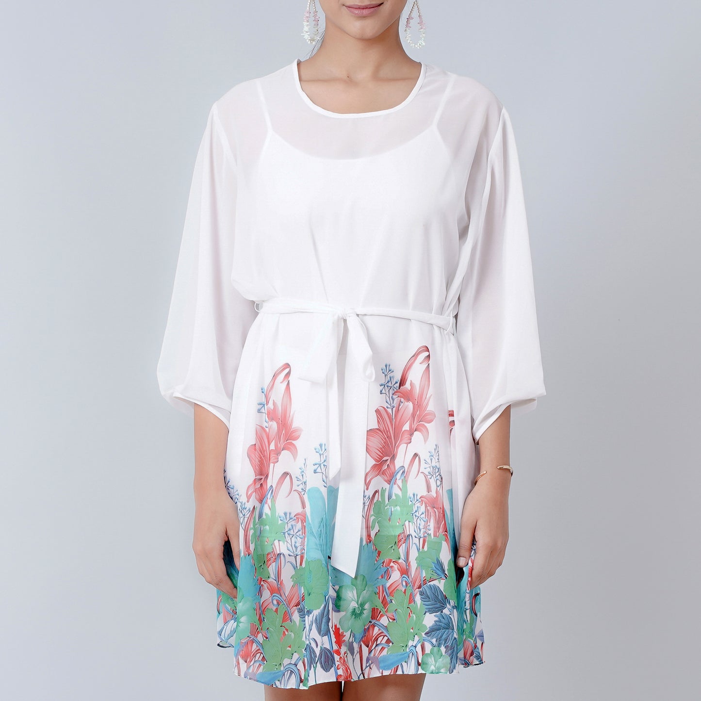 Redwood and Green Floral Dress