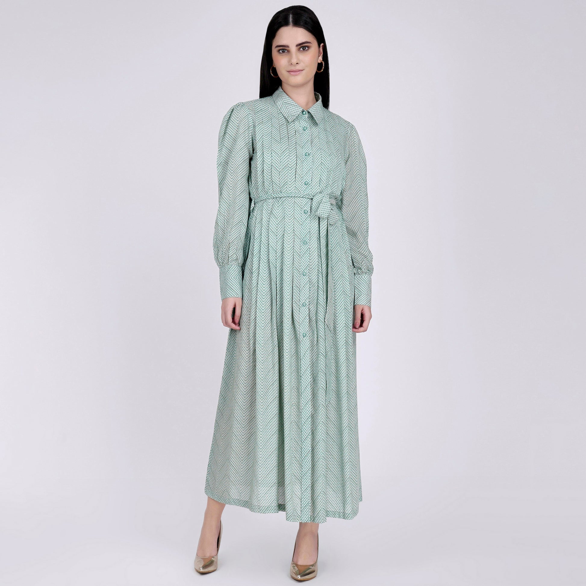 Green and White Chevron Maxi Dress - XS Green and White Chevron Maxi Dress - XS