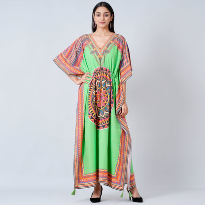 Green Tribal Full Length Kaftan