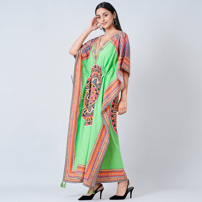 Green Tribal Full Length Kaftan