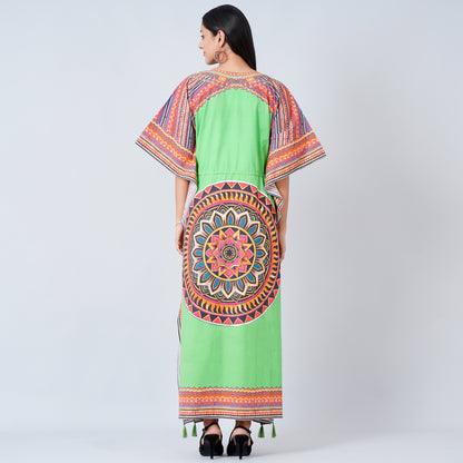 Green Tribal Full Length Kaftan