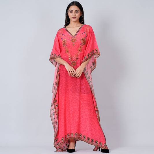 Hot Pink Pearl Full Length Kaftan