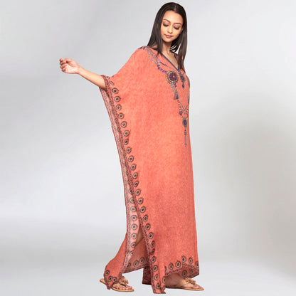 Orange Pearl Full Length Kaftan