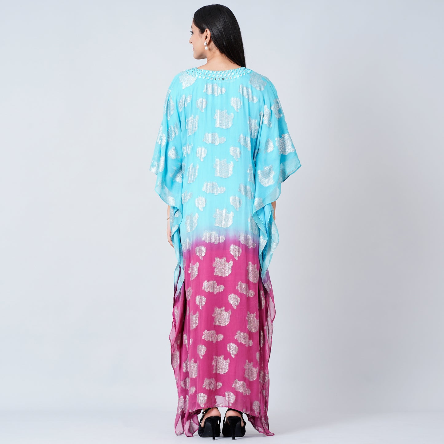 Blue and Magenta Ombre Full Length Kaftan