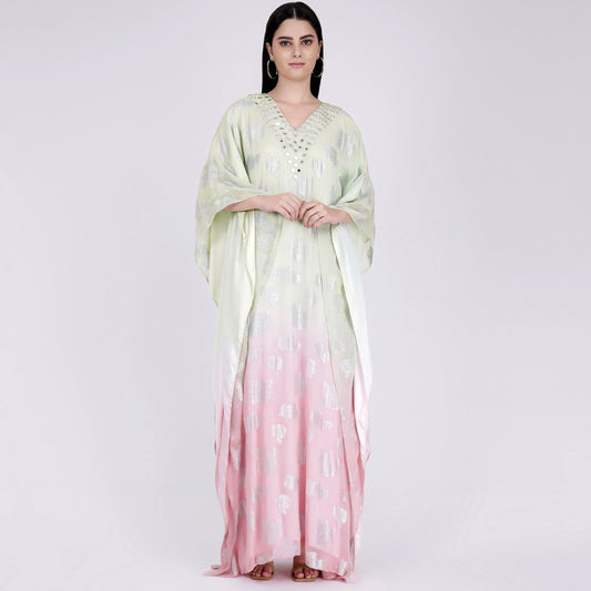 Pink and Green Ombre Full Length Kaftan