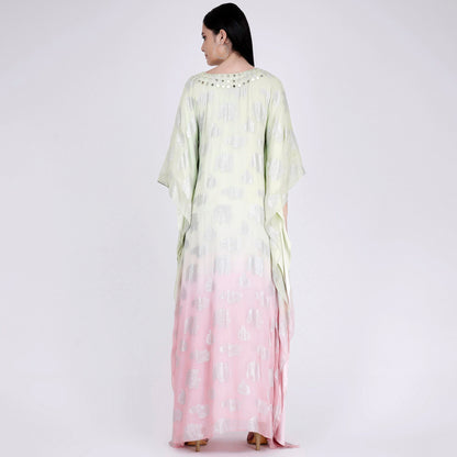 Pink and Green Ombre Full Length Kaftan