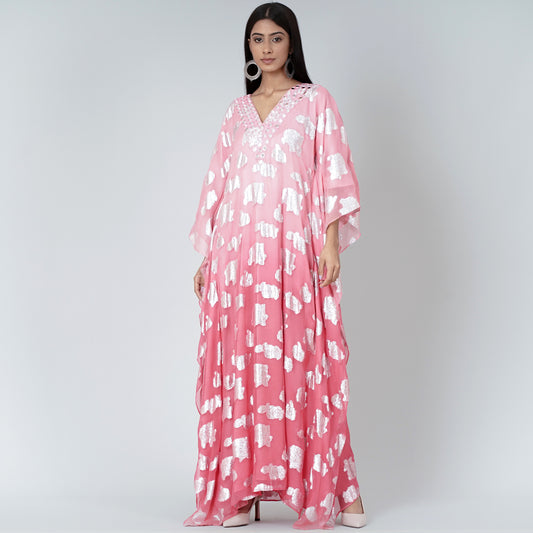 Rose Pink Ombre Full Length Kaftan