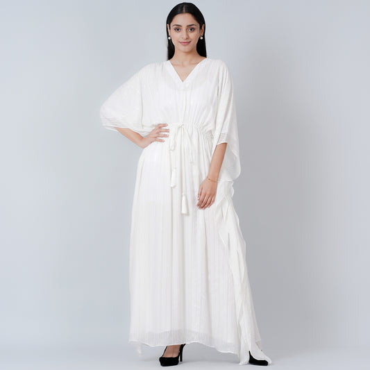 Ivory Lurex Full Length Kaftan