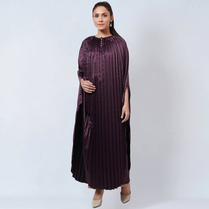 Purple Asymmetrical Pleated Kaftan