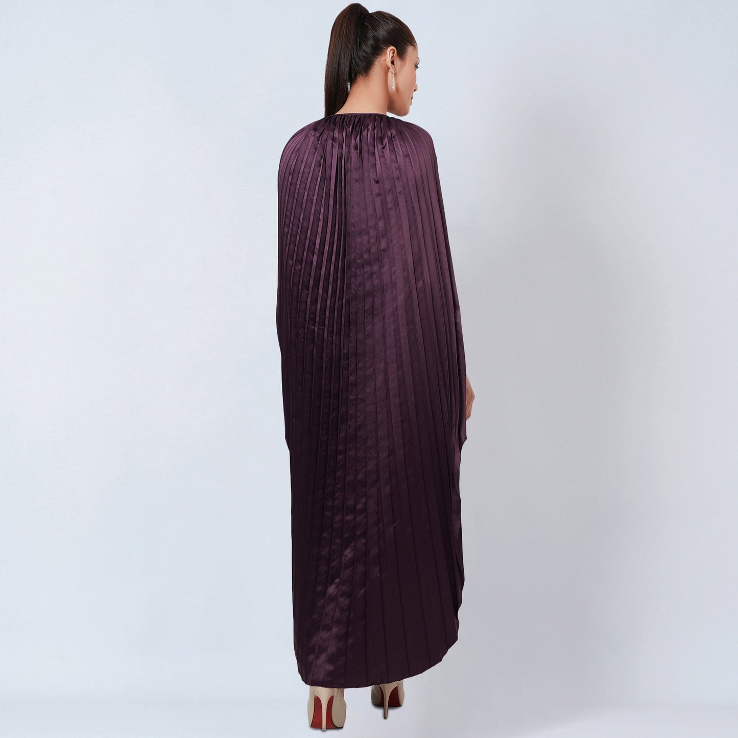 Purple Asymmetrical Pleated Kaftan