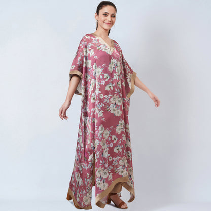 Blush Pink and Gold Floral Kaftan