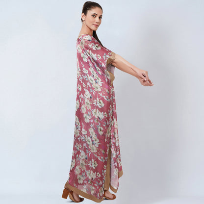 Blush Pink and Gold Floral Kaftan