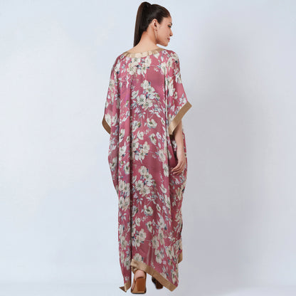Blush Pink and Gold Floral Kaftan