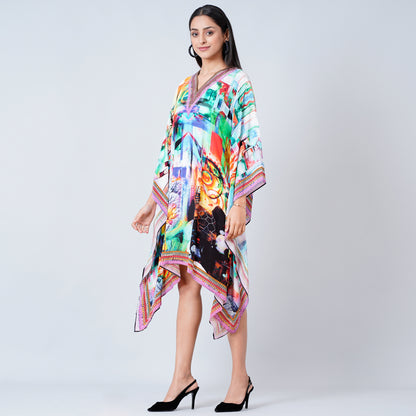 Multicoloured Abstract Mid Length Kaftan