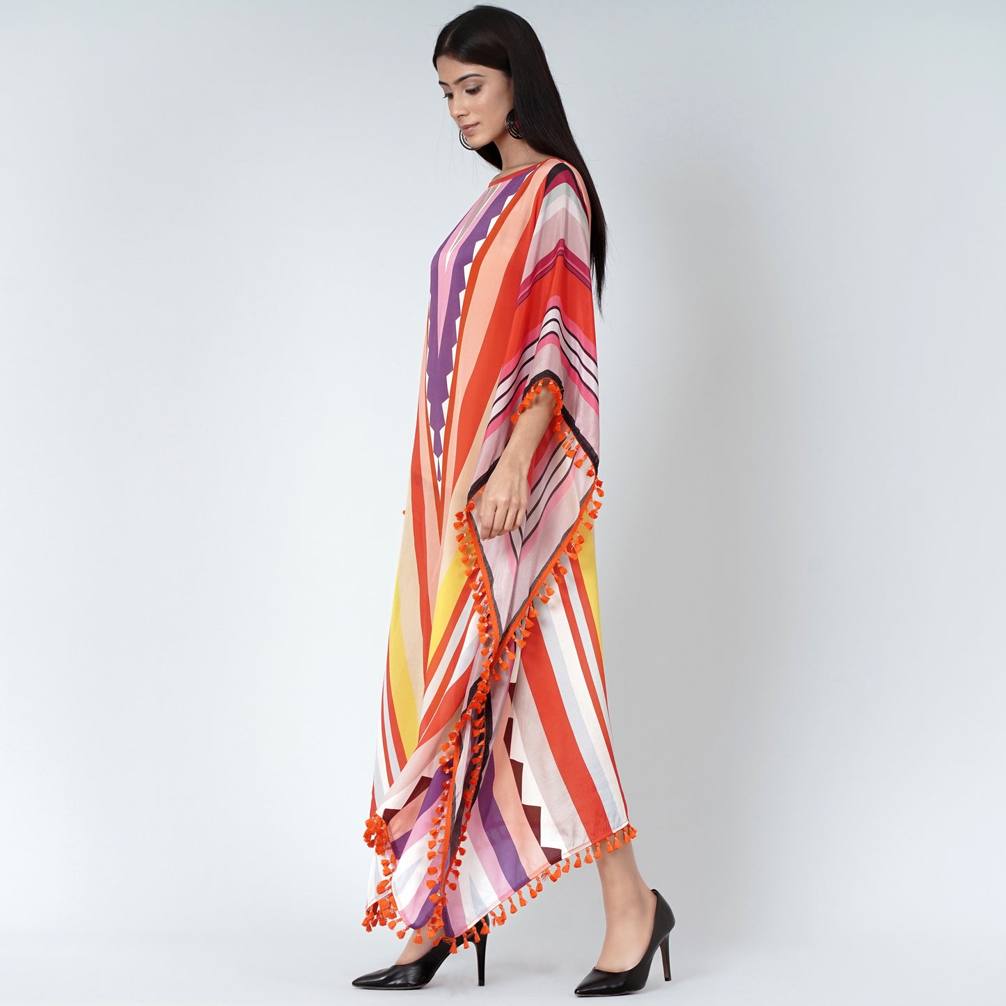 Candy Stripe Mid Length Kaftan