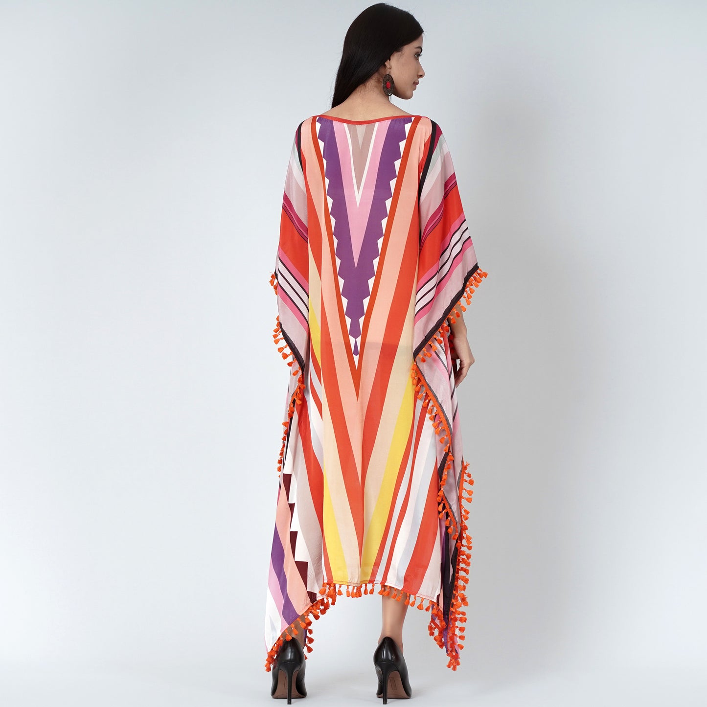 Candy Stripe Mid Length Kaftan