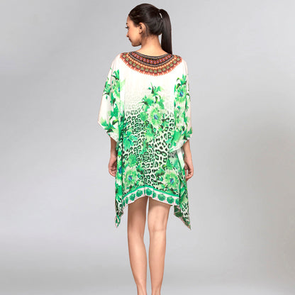 Green Floral Mid Length Kaftan