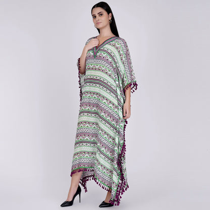 Lime Green Aztec Mid Length Kaftan