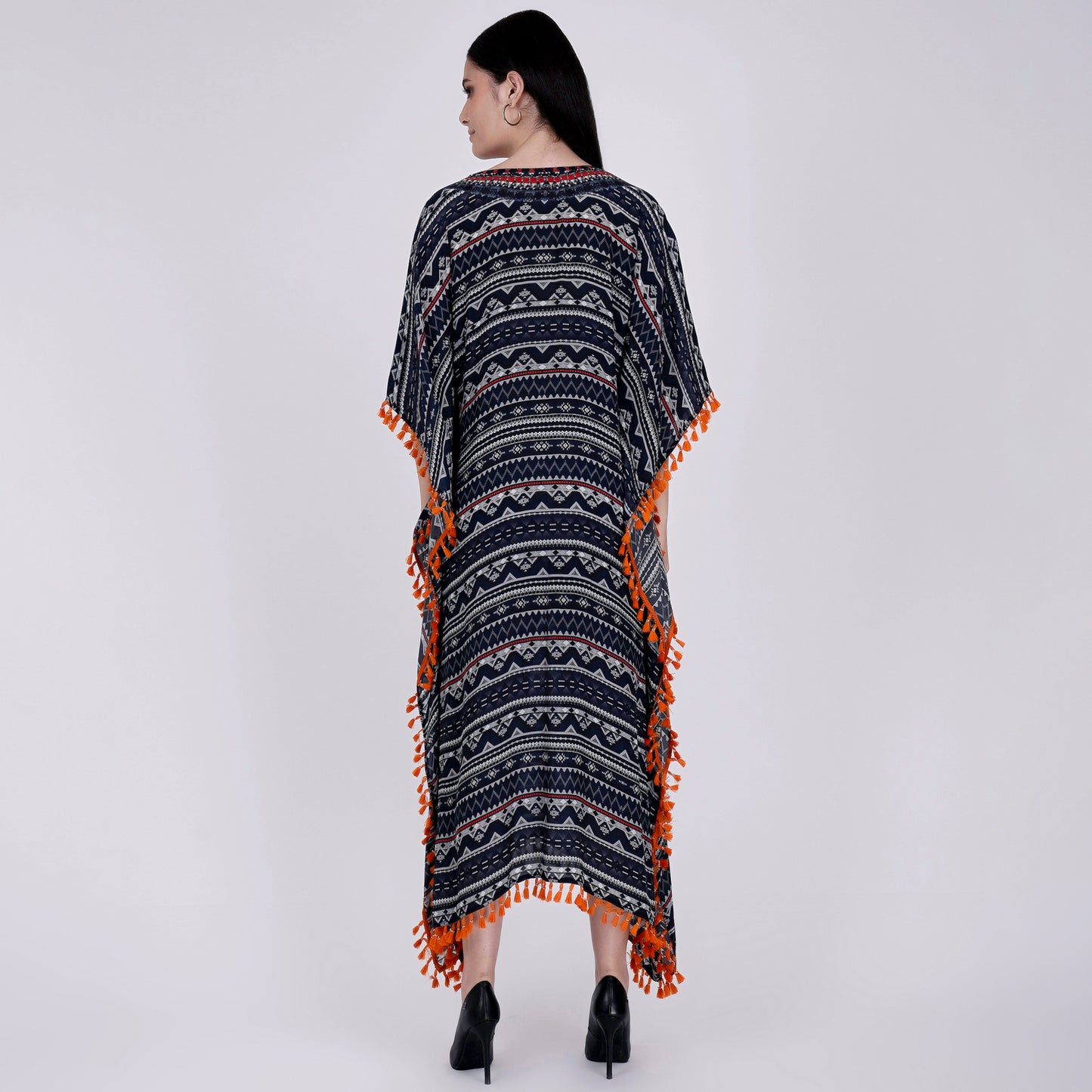Midnight Blue Aztec Mid Length Kaftan
