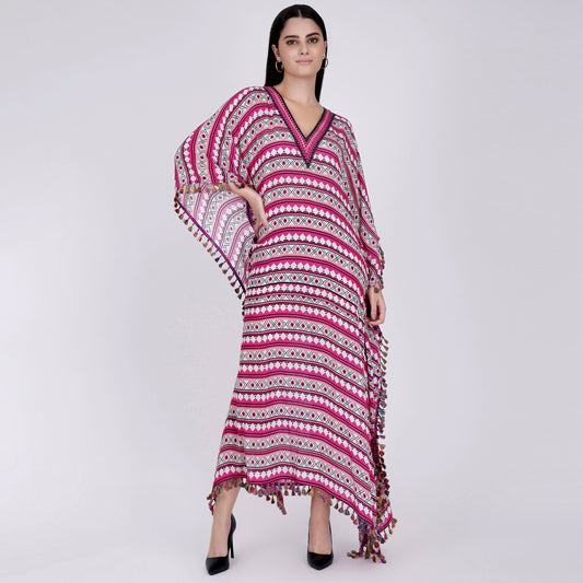 Pink Aztec Mid Length Kaftan