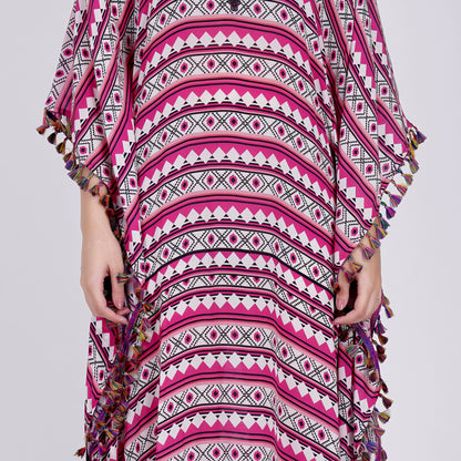 Pink Aztec Mid Length Kaftan