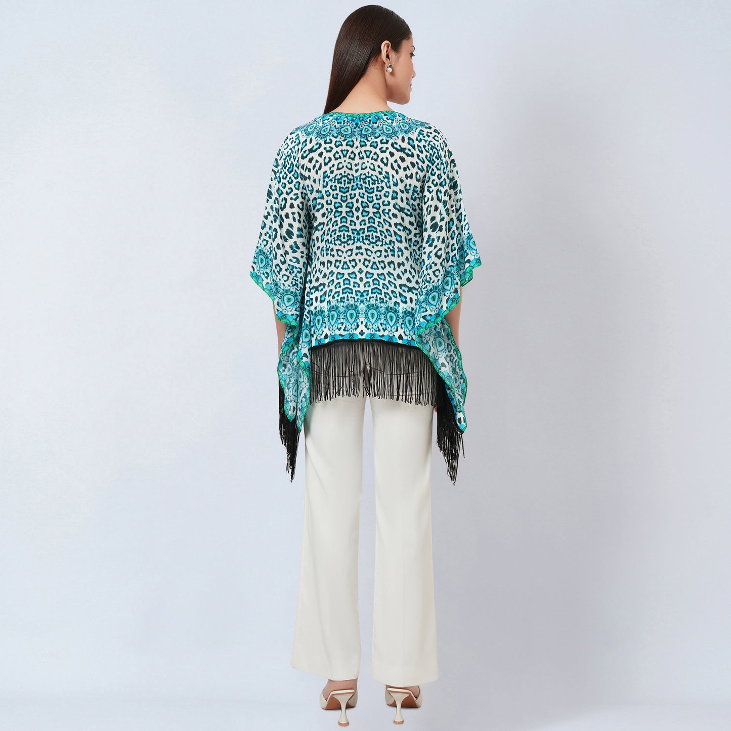 Aqua Animal Print Kaftan Top