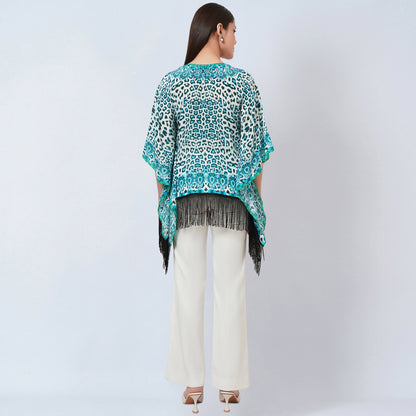 Aqua Animal Print Kaftan Top