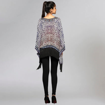 Brown and Blue Animal Print Kaftan Top